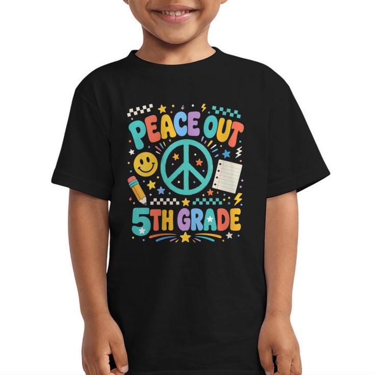 Women's Peace Out 5th Grade Retro Back To School Students Graphic Kid T-Shirt