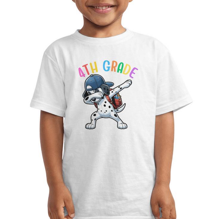 4th Grade Crew Dalmatian Dog Dabbing Back To School Premium Tri-Blend Graphic Kid T-Shirt