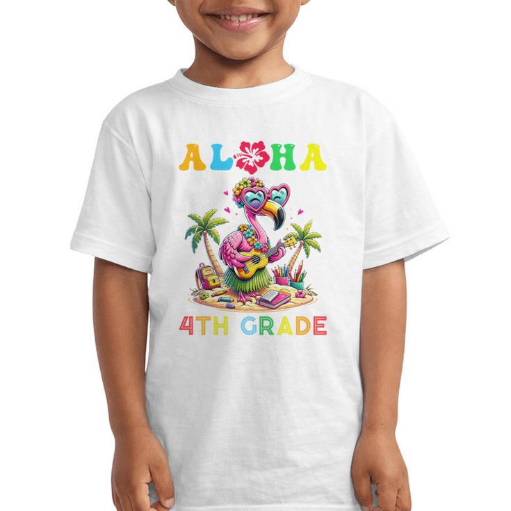 Aloha Fourth Grade Flamingo Hawaii Back To School Kids Girl Premium Tri-Blend Graphic Kid T-Shirt