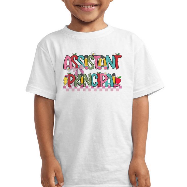 Assistant Principal Coquette Bow Pencil Cute Back To School Graphic Kid T-Shirt