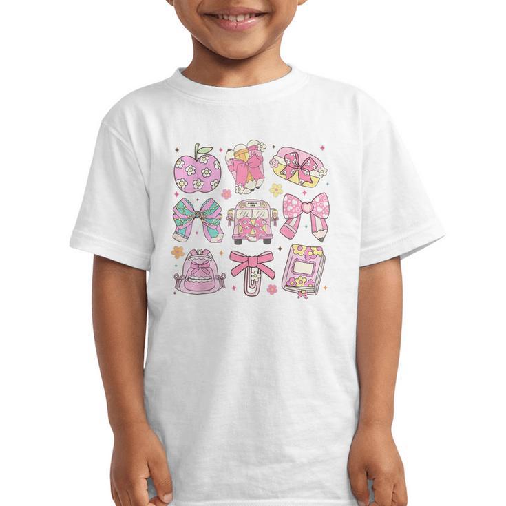 Back To School Coquette Bow Pencil School Students Girls Graphic Kid T-Shirt