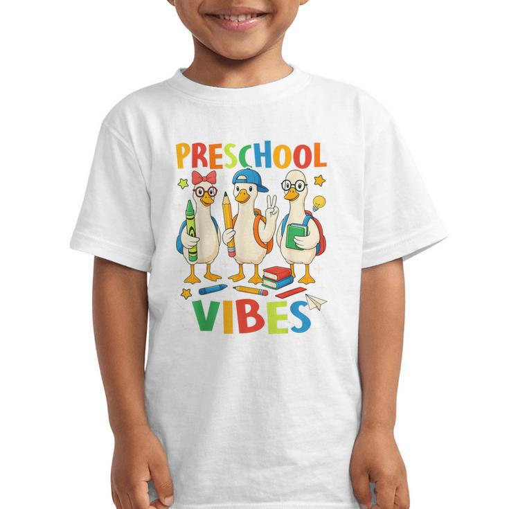 Back To School Cute Goose Preschool Vibes Girls Boys Graphic Kid T-Shirt