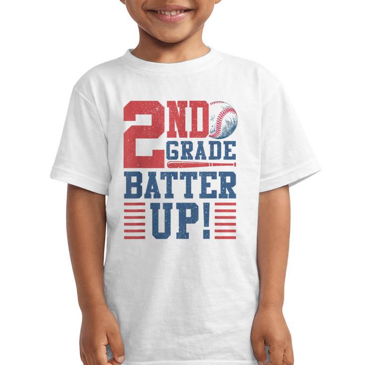 Baseball Second Grade Back To School 2nd Grade Batter Up Graphic Kid T-Shirt