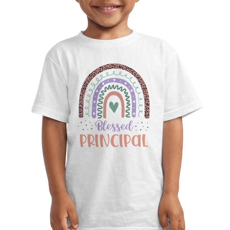 Blessed Principal Back To School Boho Rainbow Premium Tri-Blend Graphic Kid T-Shirt