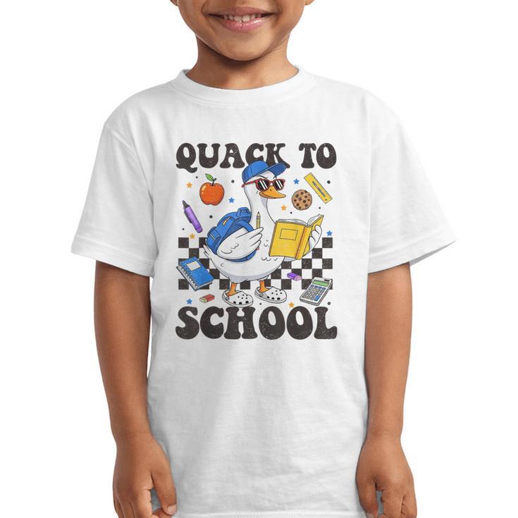 Boys Kid Back To School Goose Quackers Quack To School Graphic Kid T-Shirt