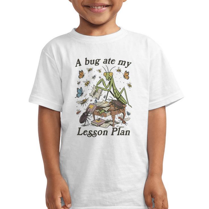 Bug Lover Insect Back To School A Bug Ate My Lesson Plan Graphic Kid T-Shirt