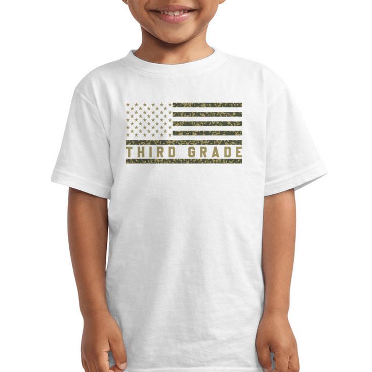 Camo American Flag Third Grade Back To School 3rd Grade Premium Tri-Blend Graphic Kid T-Shirt