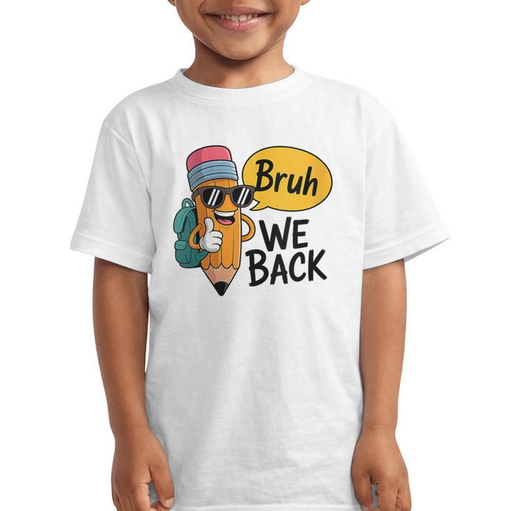 Cool Cartoon Pencil Saying Bruh Back To School Graphic Kid T-Shirt