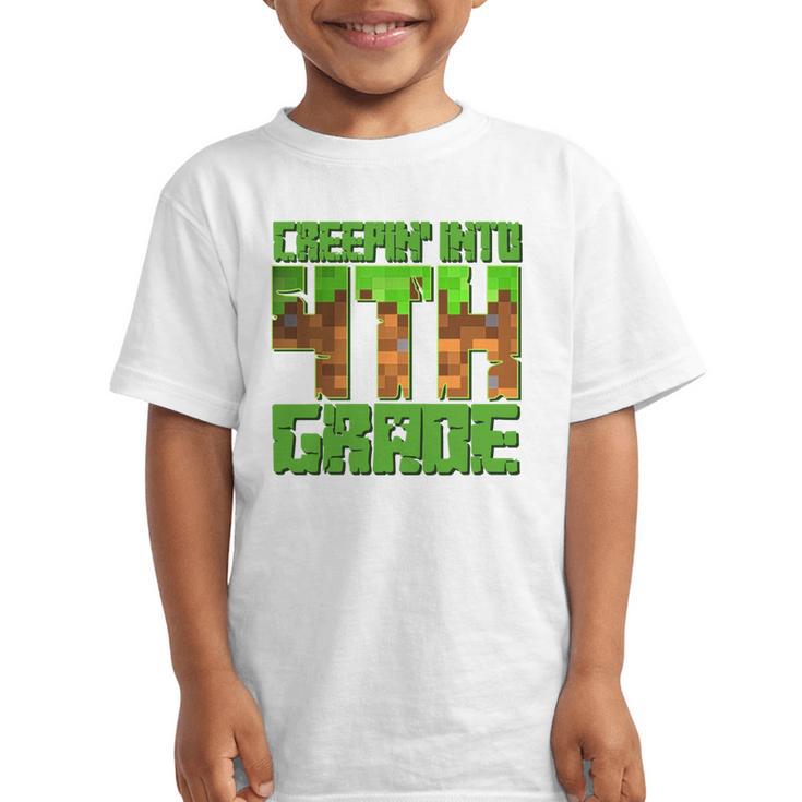 Creepin’ Into 4th Grade Kids Boy Gamer Pixel Back To School Performance Graphic Kid T-Shirt