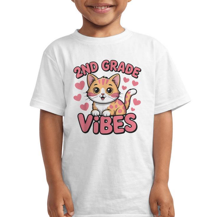 Cute Cat 2nd Grade Vibes Back To School Second Grade Girls Graphic Kid T-Shirt
