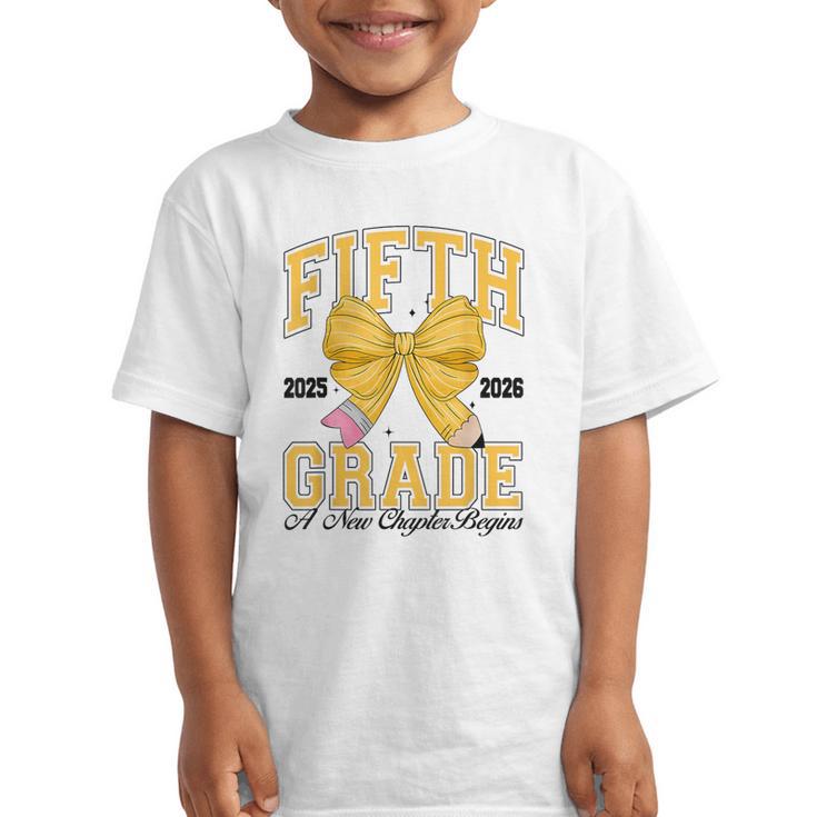 Fifth Grade Back To School First Day Pencil Bow 2025 Girls Graphic Kid T-Shirt