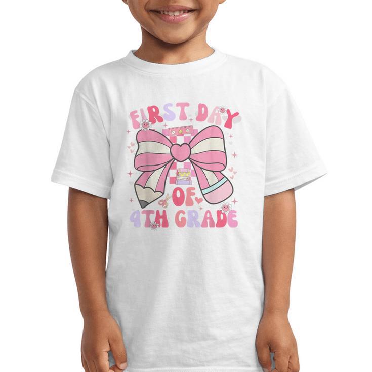 First Day Of 4th Grade Coquette Back To School Girls Kids Graphic Kid T-Shirt