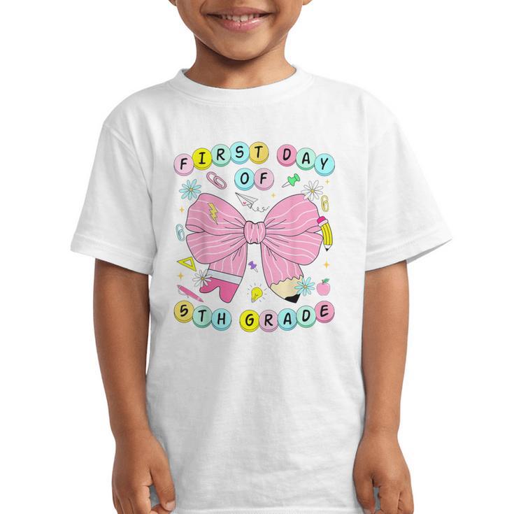 First Day Of 5th Grade Girls Coquette Back To School Kids Graphic Kid T-Shirt
