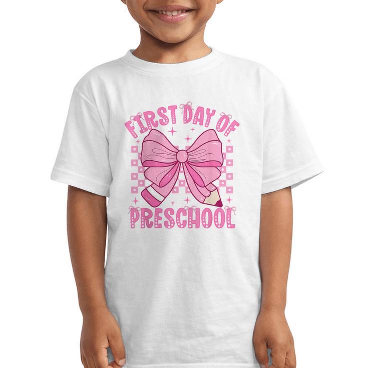 First Day Of Preschool Coquette Bow Back To School Girls Graphic Kid T-Shirt