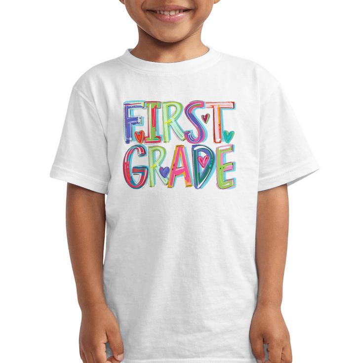 First Grade Back To School Happy First Day Of School Graphic Kid T-Shirt