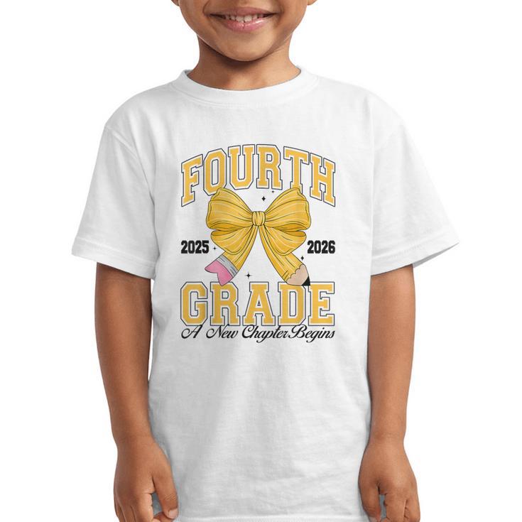 Fourth Grade Back To School First Day Pencil Bow 2025 Girls Graphic Kid T-Shirt