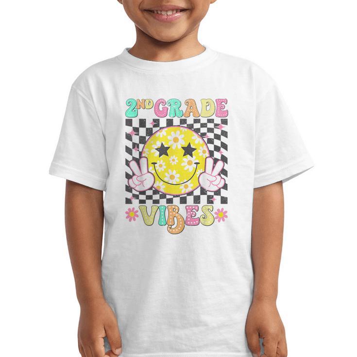Girls 2nd Grade Vibes Smile Face Back To School Second Grade Graphic Kid T-Shirt