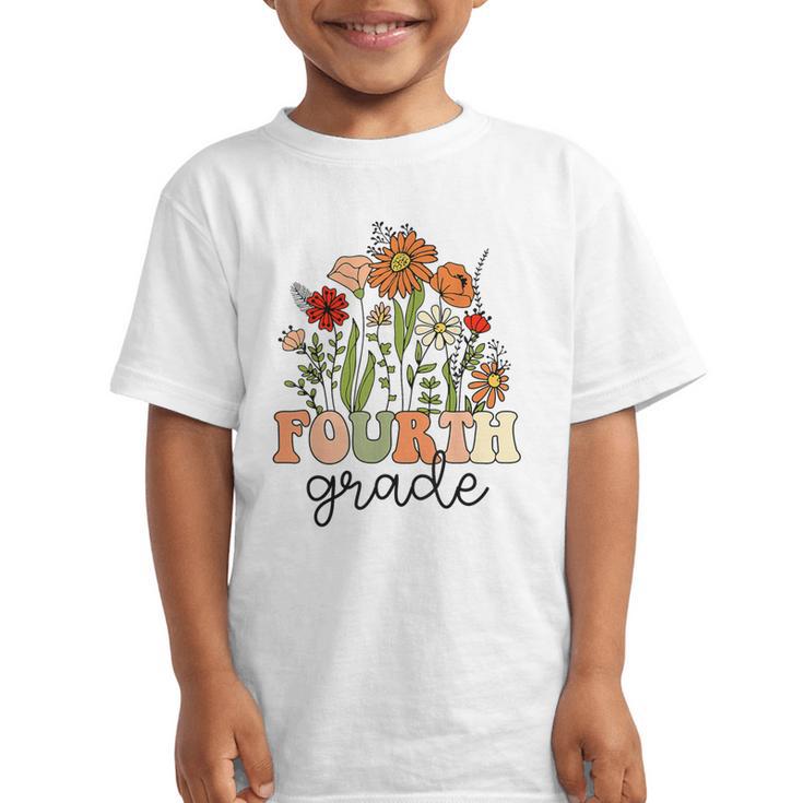 Groovy Fourth Grade Wildflowers Back To School 4th Grade Graphic Kid T-Shirt