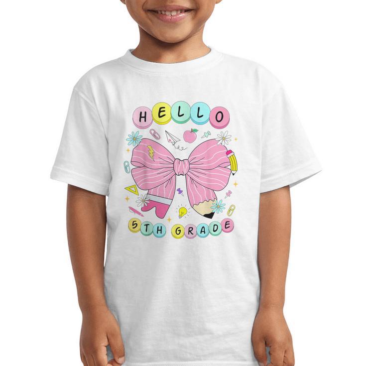 Hello Fifth Grade Coquette Bow 5th Grade Back To School Girl Graphic Kid T-Shirt