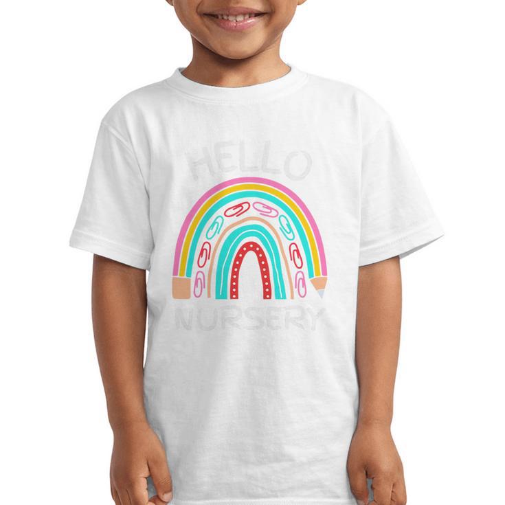 Hello Nursery Pencil Rainbow Back To School Boys Girls Premium Tri-Blend Graphic Kid T-Shirt