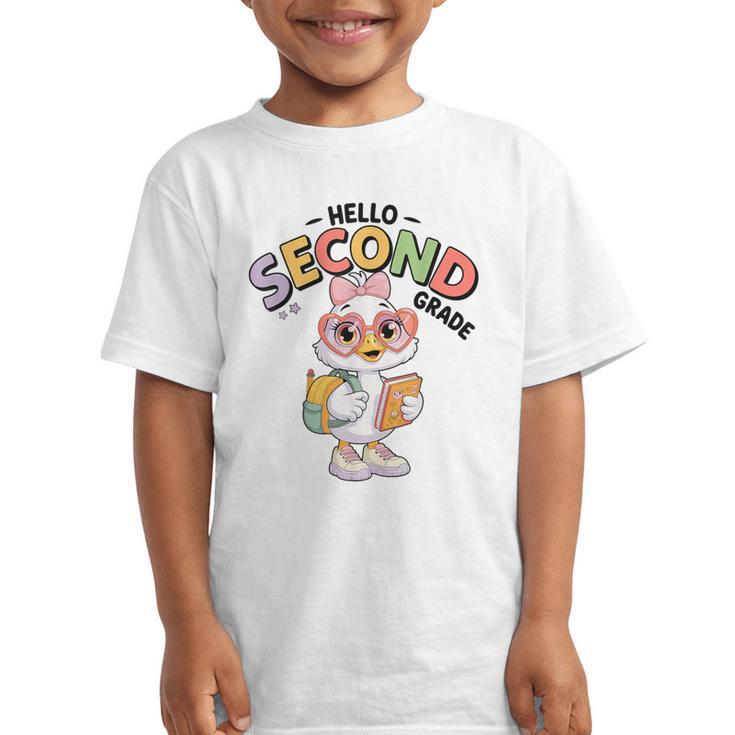 Hello Second Grade Cute Goose Back To School 2nd Grade Girls Graphic Kid T-Shirt