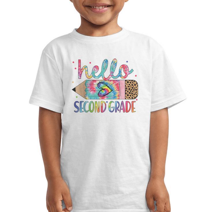 Hello Second Grade Pencil Tie Dye Back To School 2nd Grade Graphic Kid T-Shirt
