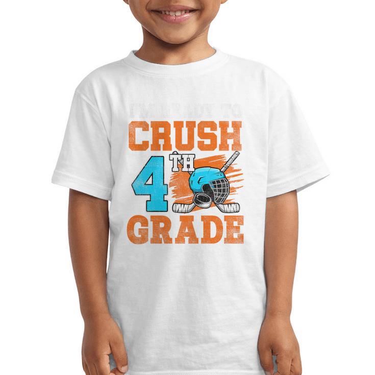 I'm Ready To Crush 4th Grade Hockey Kids Back To School Premium Tri-Blend Graphic Kid T-Shirt