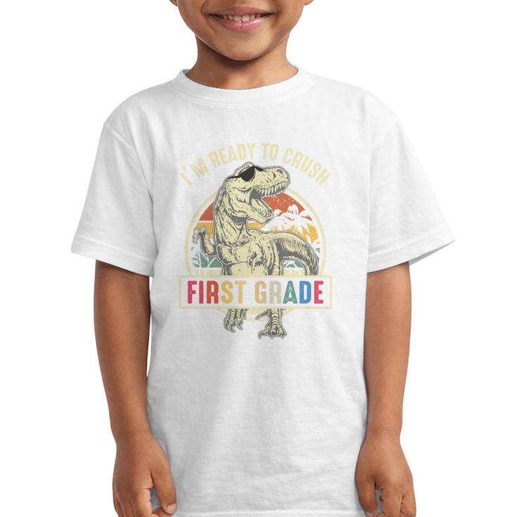 I'm Ready To Crush First Grade Dinosaur T Rex Back To School Performance Graphic Kid T-Shirt
