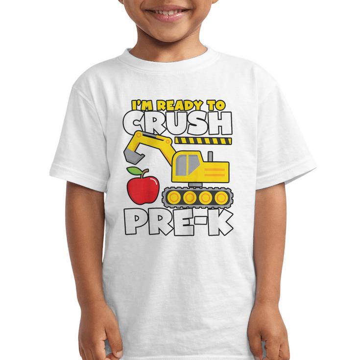 I'm Ready To Crush Pre-K Excavator Back To School Boys Graphic Kid T-Shirt