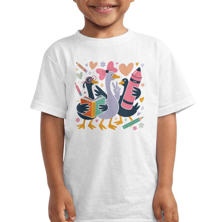 Kindergarten 1st Grade Goose Back To School Girls Graphic Kid T-Shirt