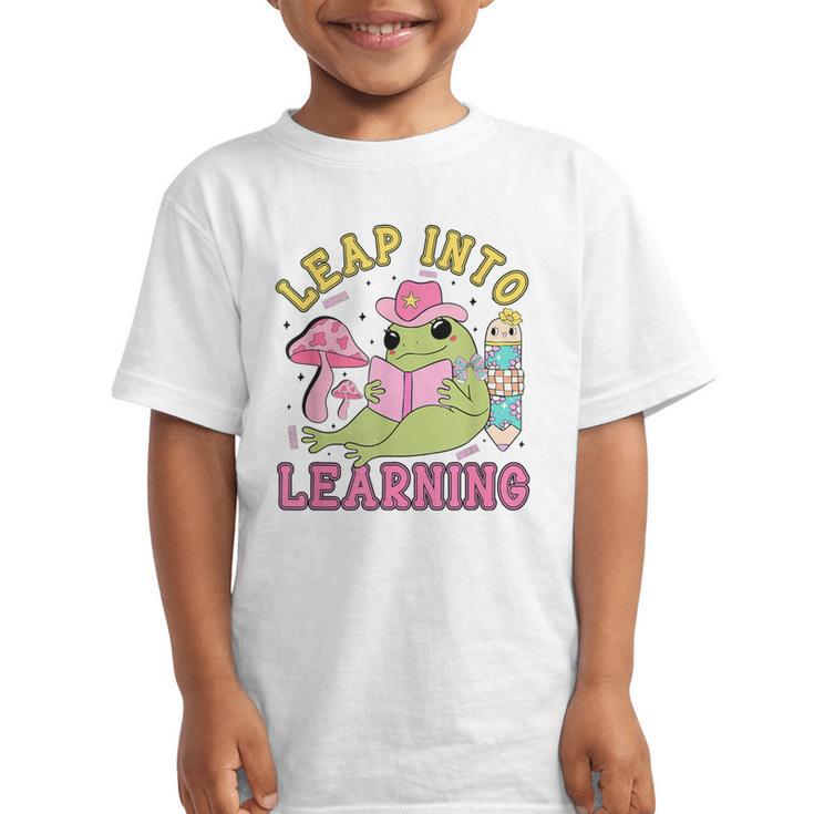 Leap Into Learning Cute Frog Kawaii Back To School Kids Graphic Kid T-Shirt