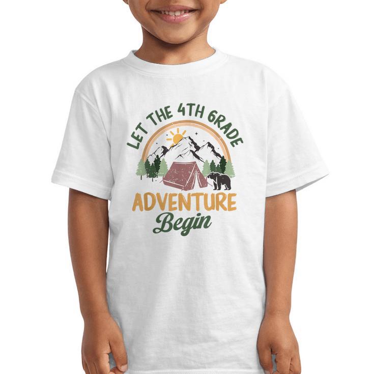 Let The 4th Grade Adventure Begin Camping Back To School Graphic Kid T-Shirt