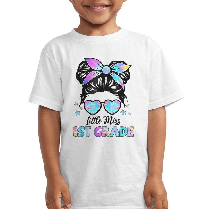 Little Miss 1st Grade Messy Bun Back To School Girls Kids Graphic Kid T-Shirt