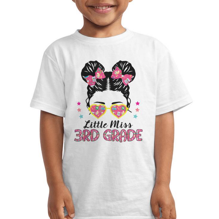 Little Miss 3rd Grade Messy Bun Back To School Graphic Kid T-Shirt