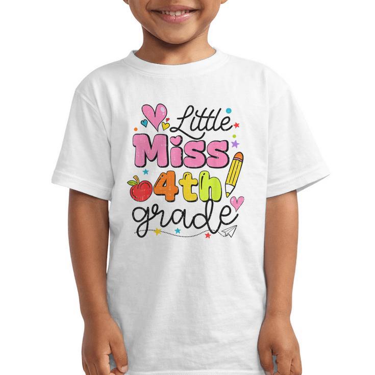 Little Miss 4th Grade Back To School Cute Fourth Grade Girls Graphic Kid T-Shirt