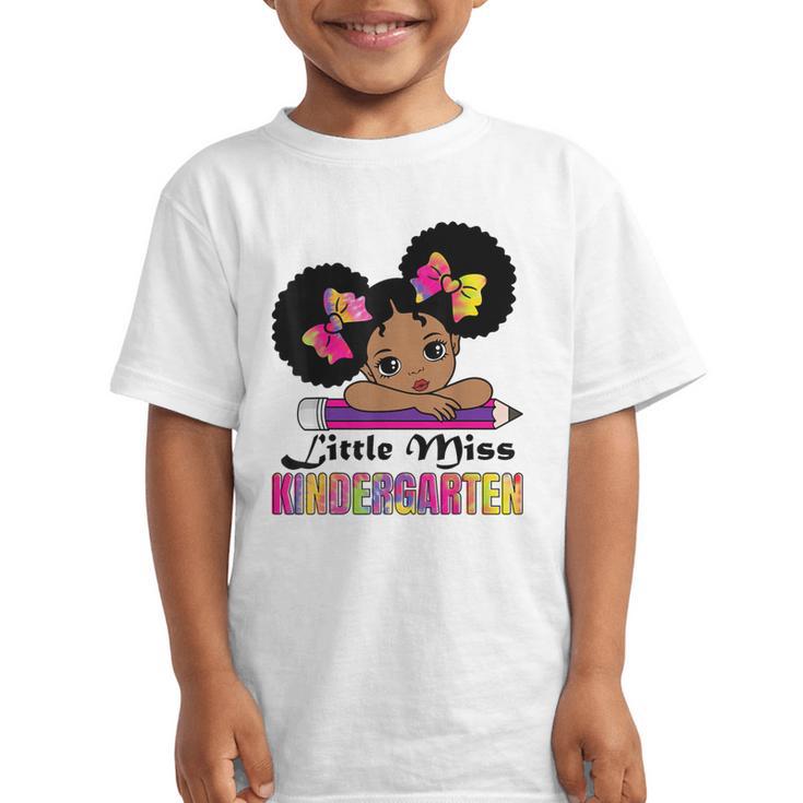 Little Miss Kindergarten Afro Puff Girl Back To School Graphic Kid T-Shirt