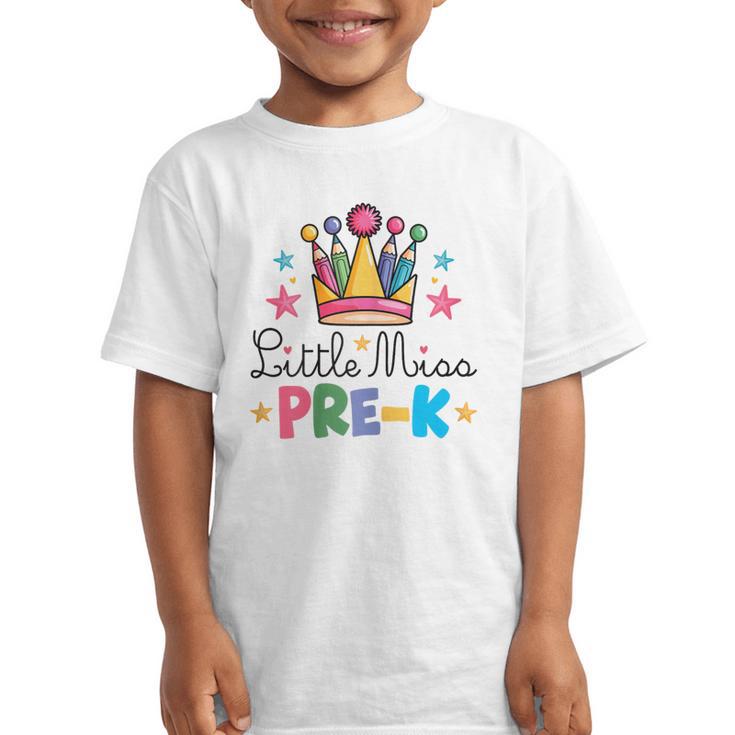 Miss Pre-K Pencils Crown Cute Back To School First Day Girls Graphic Kid T-Shirt