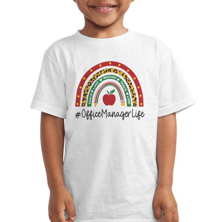 Office Manager Rainbow Appreciation Day Hello Back To School Graphic Kid T-Shirt