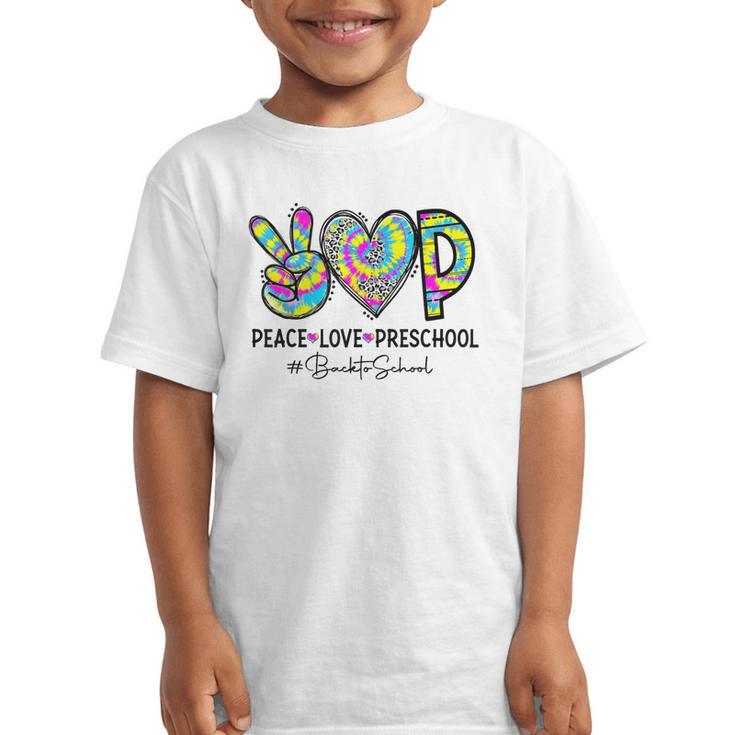 Peace Love Preschool First Day Of Preschool Back To School Graphic Kid T-Shirt