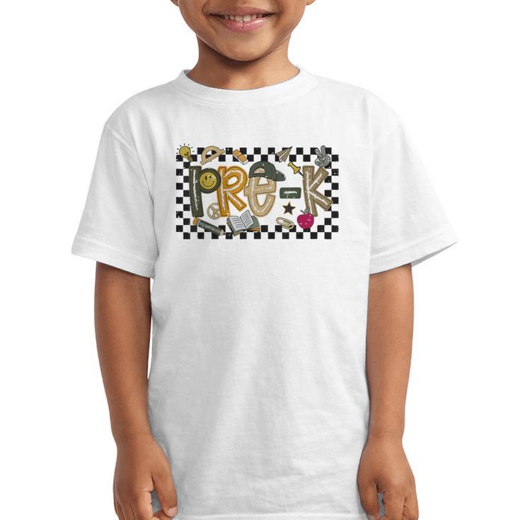 Retro Checkered Back To School Pre K Dude Cute Kid Preschool Graphic Kid T-Shirt