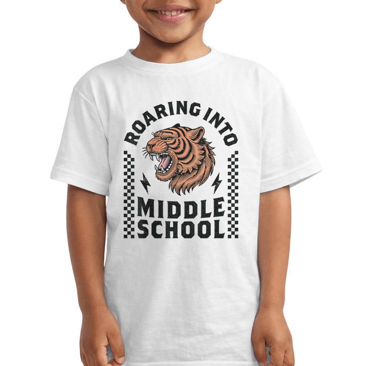 Roaring Into Middle School Tiger Back To School Boy Girl Kid Graphic Kid T-Shirt