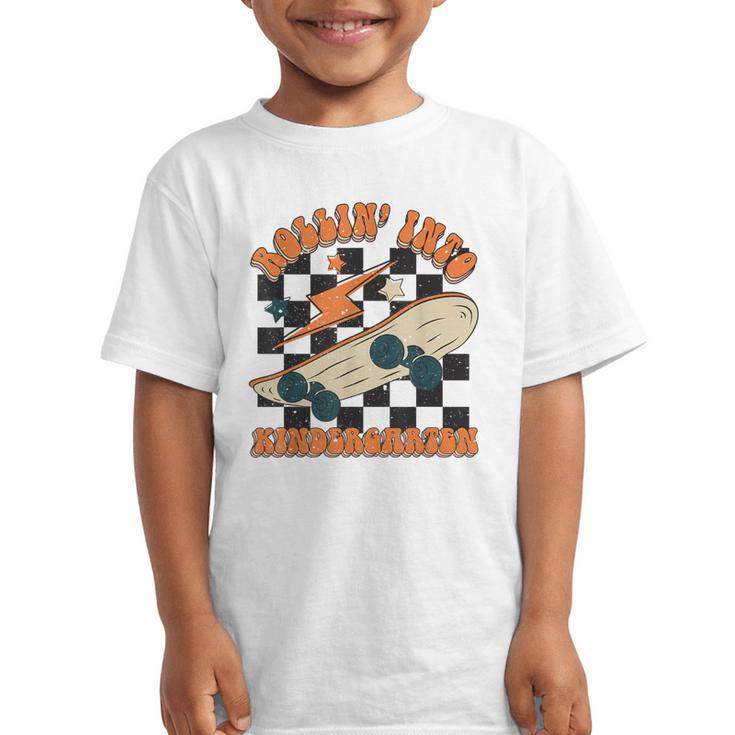 Rolling Into Kindergarten Retro Groovy Back To School Kids Graphic Kid T-Shirt