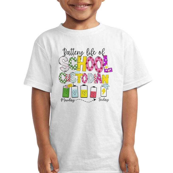 School Custodian Battery Life Back To School Janitor Graphic Kid T-Shirt