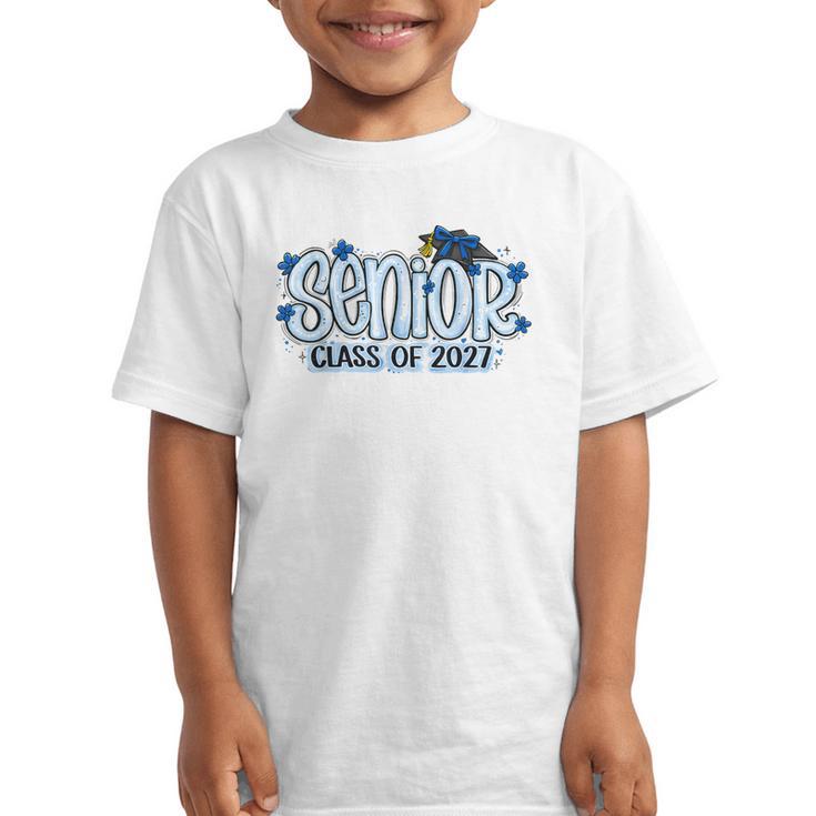 Senior 2027 Blue Girls Class Of 27 Back To School Graphic Kid T-Shirt