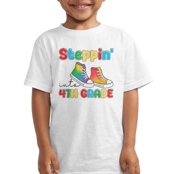 Steppin Into Fourth Grade Back To School First Day 4th Grade Graphic Kid T-Shirt