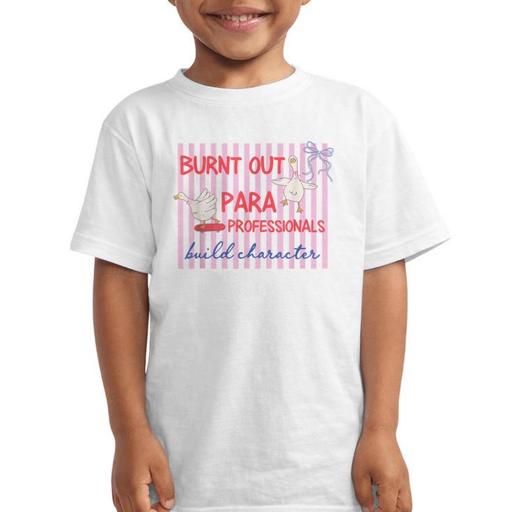 Striped Burnt Out Para Paraprofessional Back To School Graphic Kid T-Shirt
