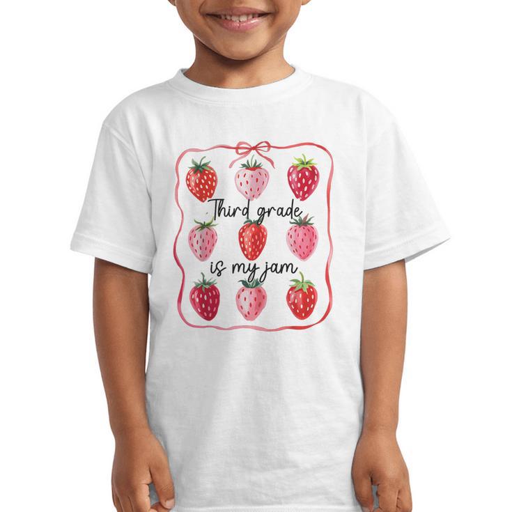 Third Grade Is My Jam Strawberry 3rd Grade Back To School Graphic Kid T-Shirt