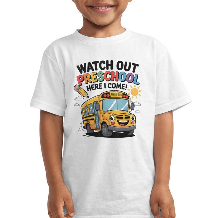Watch Out Preschool Here I Come Preschool Back To School Graphic Kid T-Shirt