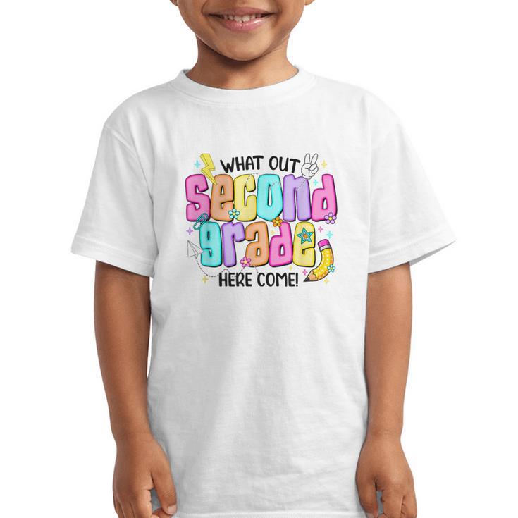 Watch Out Second Grade Here I Come 2nd Grade Back To School Graphic Kid T-Shirt