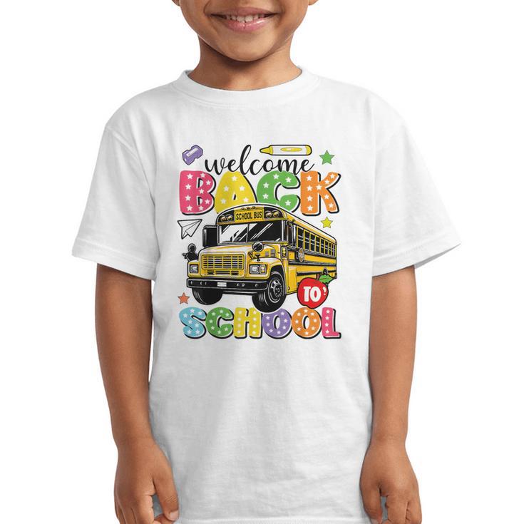Welcome Back To School Bus Happy First Day Of School Student Graphic Kid T-Shirt